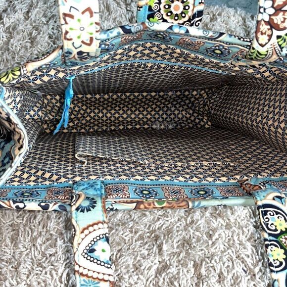 Vera Bradley Bali Blue & Hope Garden Structured Tiki Tote with Caning RARE - Picture 12 of 16